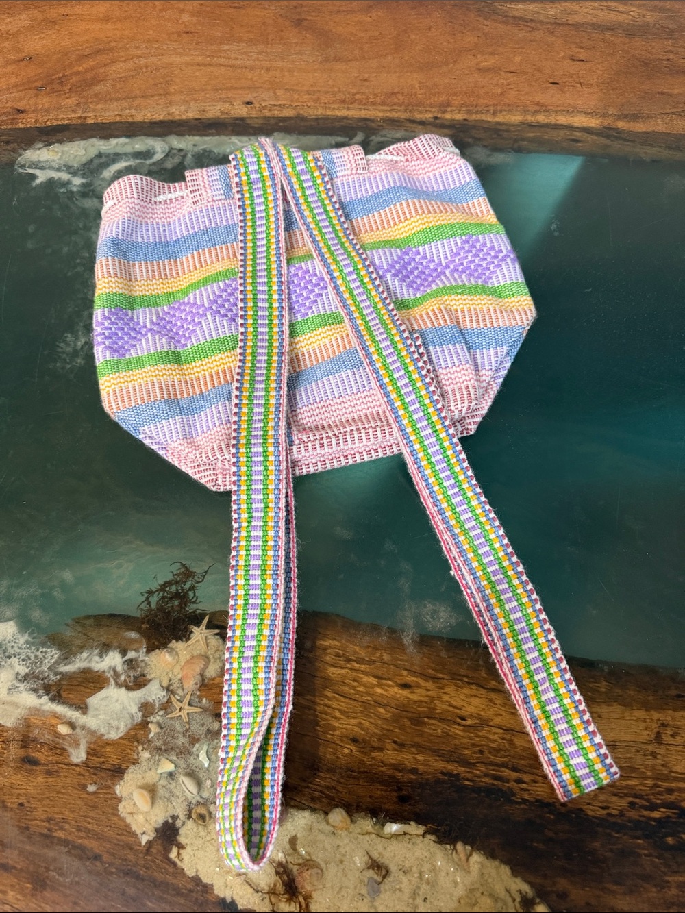 Multicolor Woven Drawstring Backpack - Picture 4 of 8